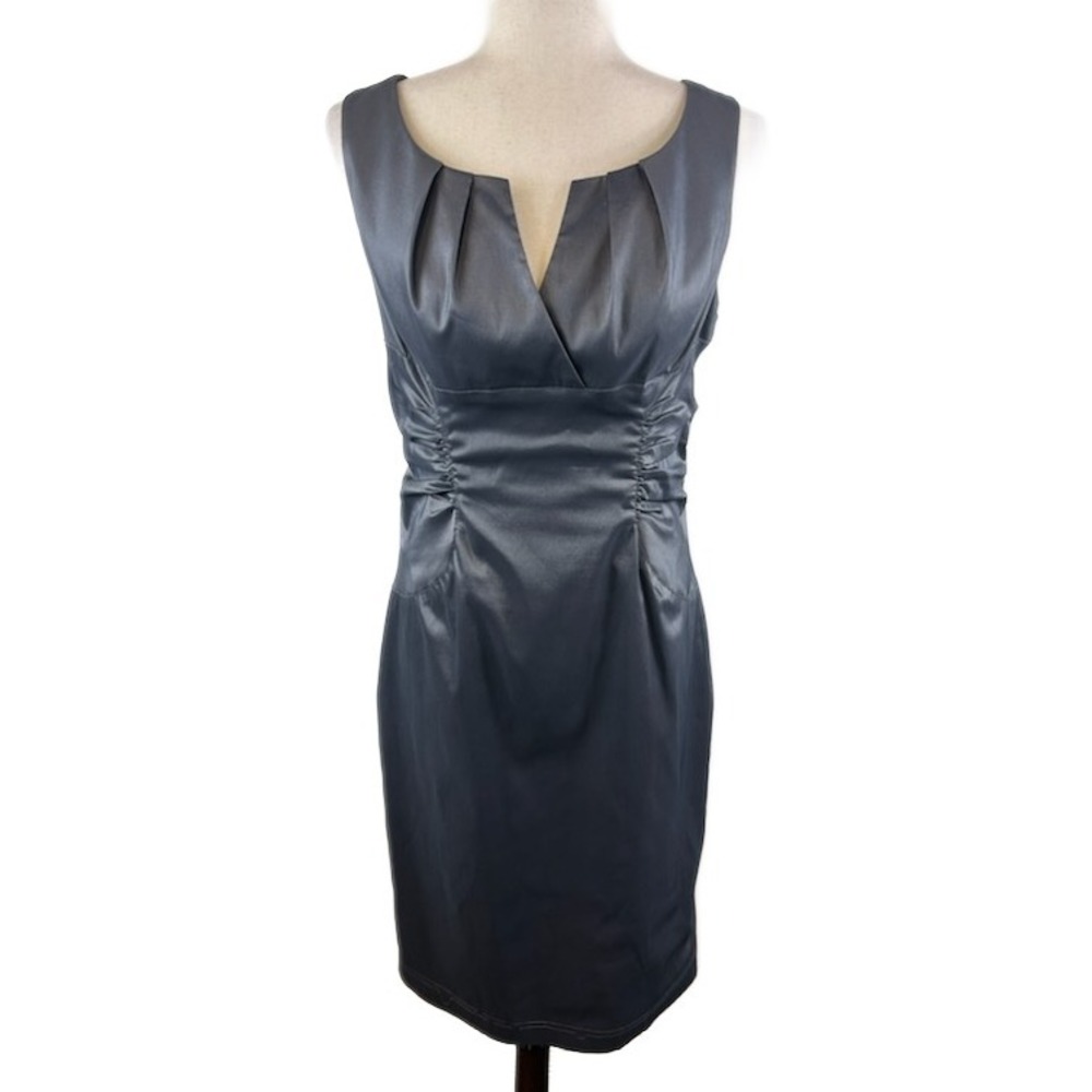 Adrianna Papell Gray Metallic Sleeveless Sheath‎ Dress Cocktail Party  Size 10